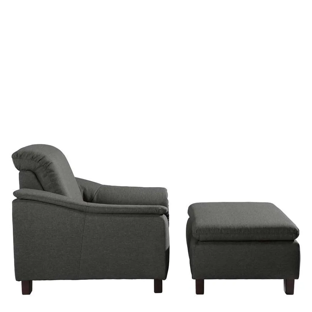 Wohnen Wohnzimmersessel in Anthrazit und Nussbaum - Classimo