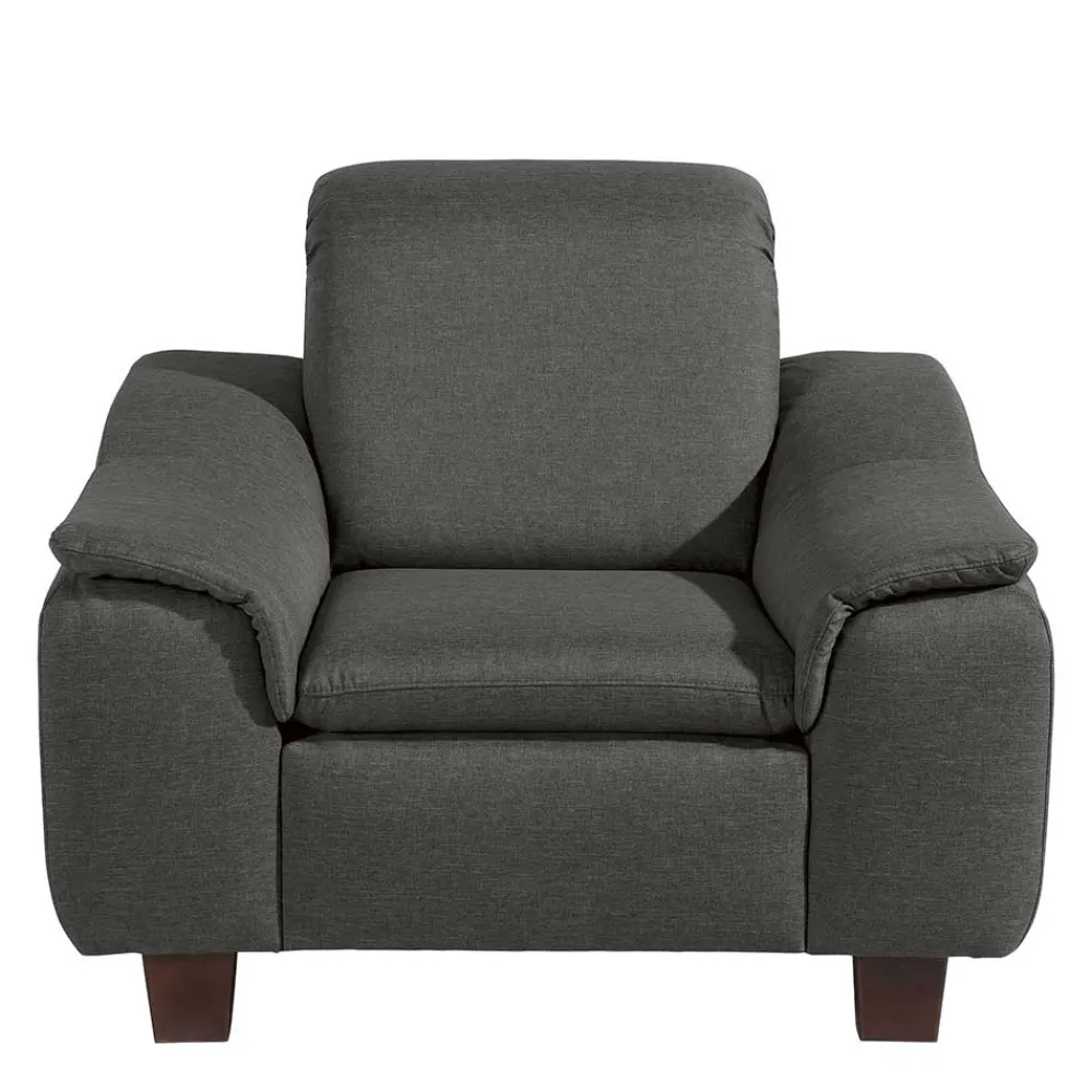 Wohnen Wohnzimmersessel in Anthrazit und Nussbaum - Classimo