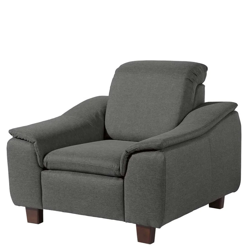 Wohnen Wohnzimmersessel in Anthrazit und Nussbaum - Classimo