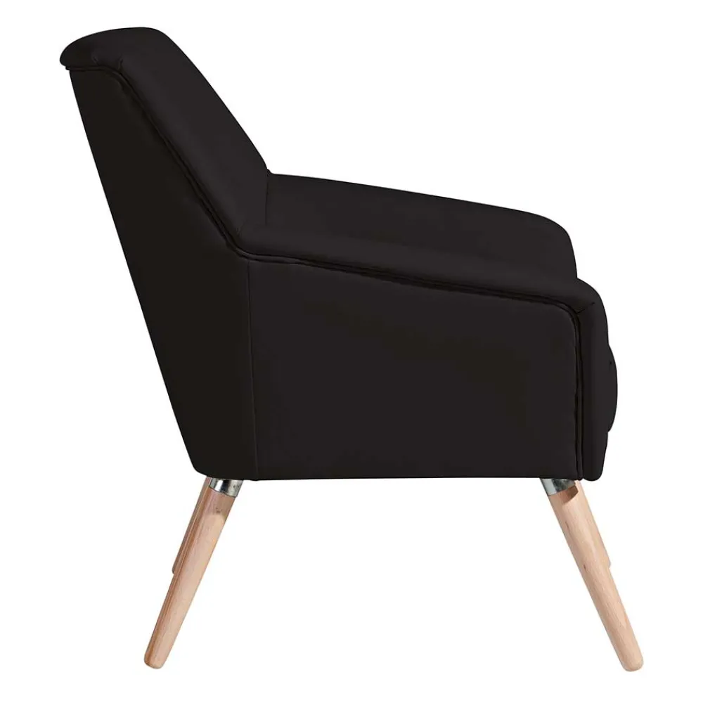 Wohnen Retro Möbel|Sessel & Hocker*Wohnzimmersessel in Schwarz Kunstleder - Ciabeta