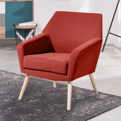 Wohnen Wohnzimmersessel in Terracotta Velours - Emjada