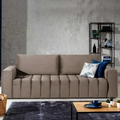 Wohnen Schlafsofas*Wohnzimmersofa mit Bettfunktion in Hellbraun - Coisma