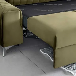 Wohnen Wohnzimmersofa mit Bettfunktion in Oliv Grün - Vultaco