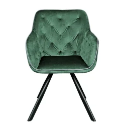 Wohnen Küchenstühle|Esszimmerstühle*Wohnzimmerstuhl mit Armlehnen in Grün Samt - Relindo