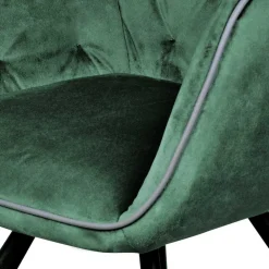 Wohnen Küchenstühle|Esszimmerstühle*Wohnzimmerstuhl mit Armlehnen in Grün Samt - Relindo