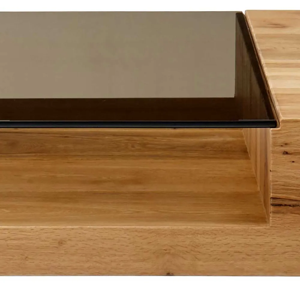 Wohnen Wohnzimmertisch aus Rauchglas und Asteiche Furnier - Valjita