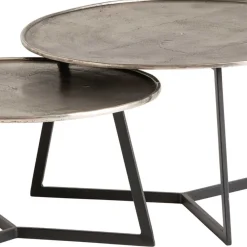 Wohnen Wohnzimmertisch Duo in Schwarz Nickel - Grodasso (zweiteilig)