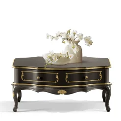 Wohnen Italienische Möbel*Wohnzimmertisch in Dunkelbraun mit Gold - Numrek