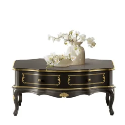 Wohnen Italienische Möbel*Wohnzimmertisch in Dunkelbraun mit Gold - Numrek