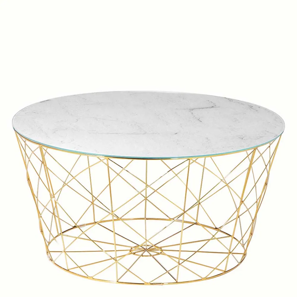 Wohnen Skandinavische Möbel*Wohnzimmertisch in Marmoroptik & Gold - Tocachy