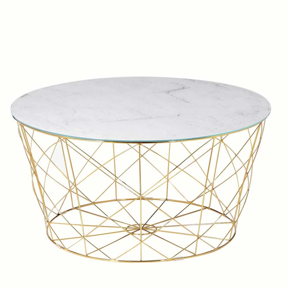 Wohnen Skandinavische Möbel*Wohnzimmertisch in Marmoroptik & Gold - Tocachy