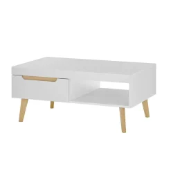 Wohnen Weiße Möbel|Tische*Wohnzimmertisch in Weiß und Eiche - Ginko