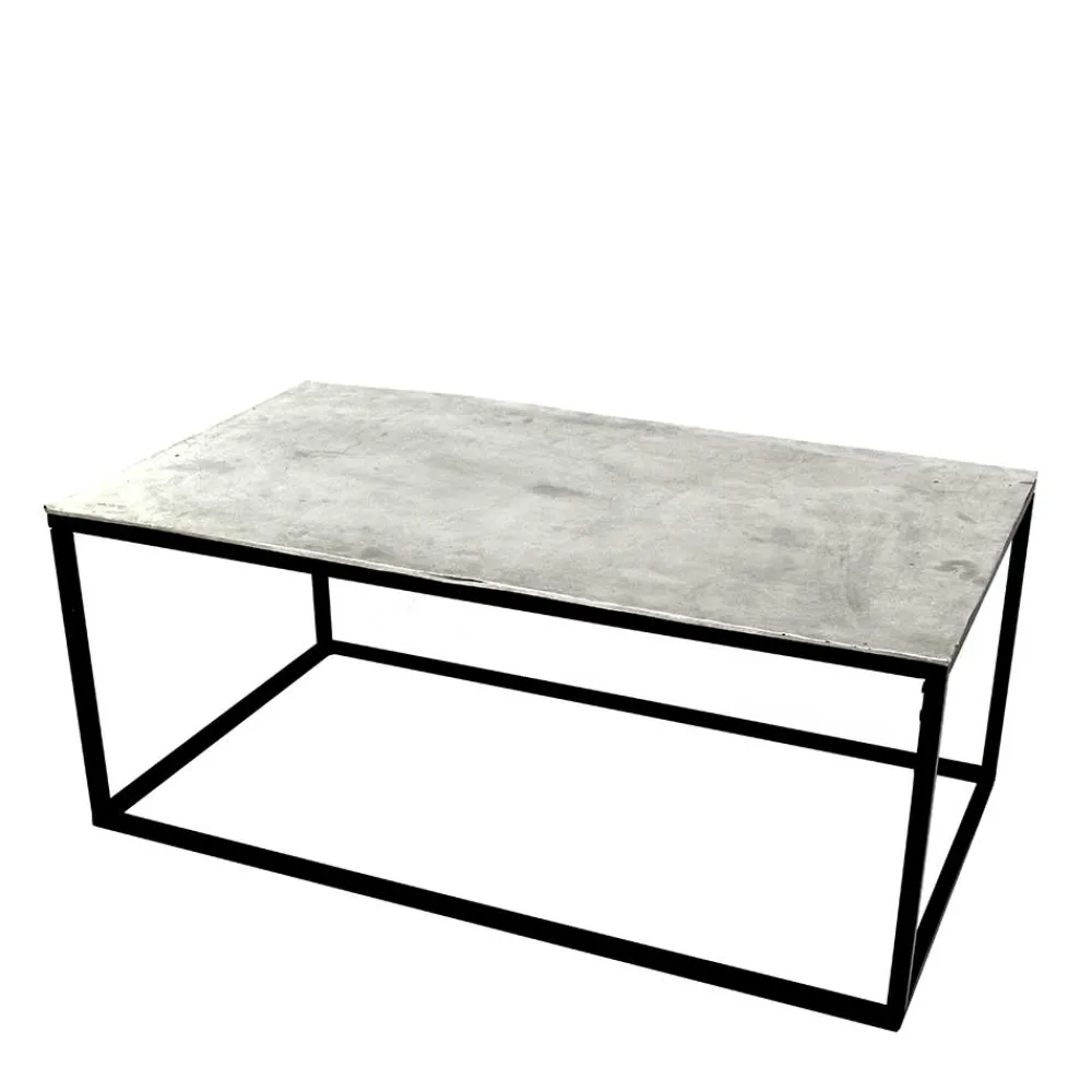 Wohnen Wohnzimmertisch mit Alu Platte in Silber - Magura