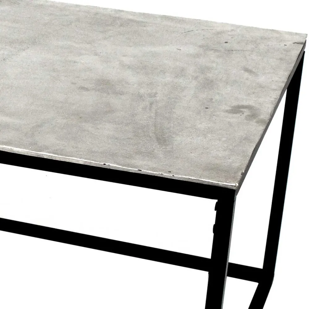 Wohnen Wohnzimmertisch mit Alu Platte in Silber - Magura