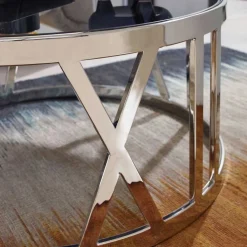 Wohnen Wohnzimmertisch mit Glasplatte in Schwarz getönt - Julado