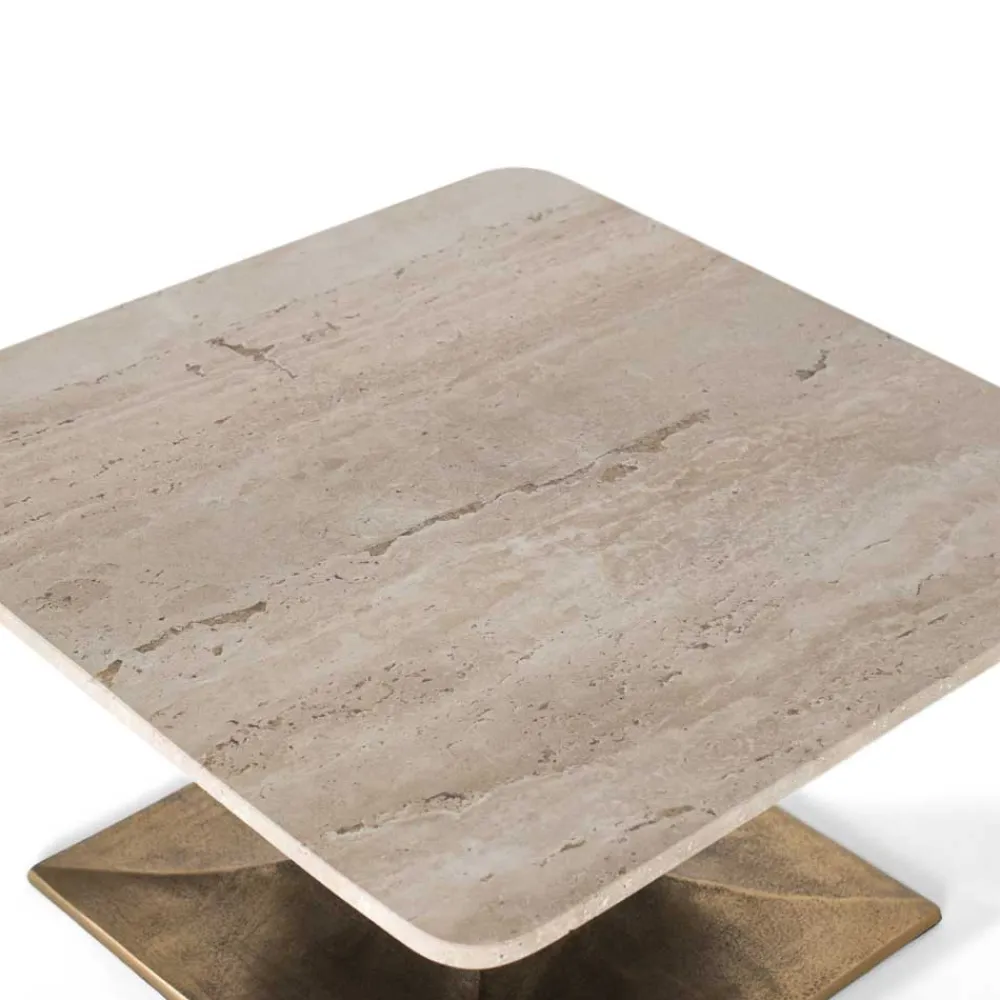 Wohnen Wohnzimmertisch mit hellgrauer Marmorplatte - Cimbaly