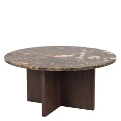 Wohnen Wohnzimmertisch mit Marmorplatte in Braun - Farizio