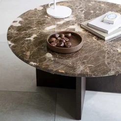 Wohnen Wohnzimmertisch mit Marmorplatte in Braun - Farizio