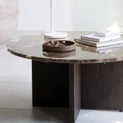 Wohnen Wohnzimmertisch mit Marmorplatte in Braun - Farizio