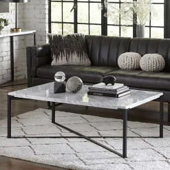 Wohnen Wohnzimmertisch mit Marmorplatte Weiß Grau - Ignacios