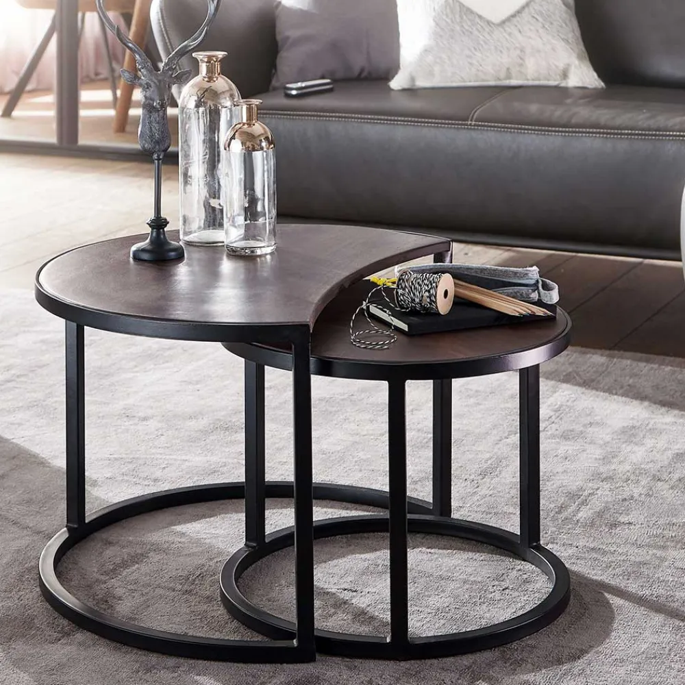 Wohnen Telefontische*Wohnzimmertisch Zweisatz in Dunkelbraun - Lucan (zweiteilig)