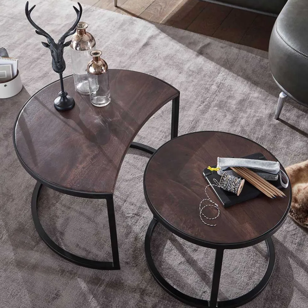 Wohnen Telefontische*Wohnzimmertisch Zweisatz in Dunkelbraun - Lucan (zweiteilig)