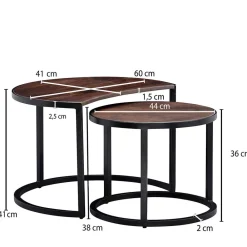 Wohnen Telefontische*Wohnzimmertisch Zweisatz in Dunkelbraun - Lucan (zweiteilig)