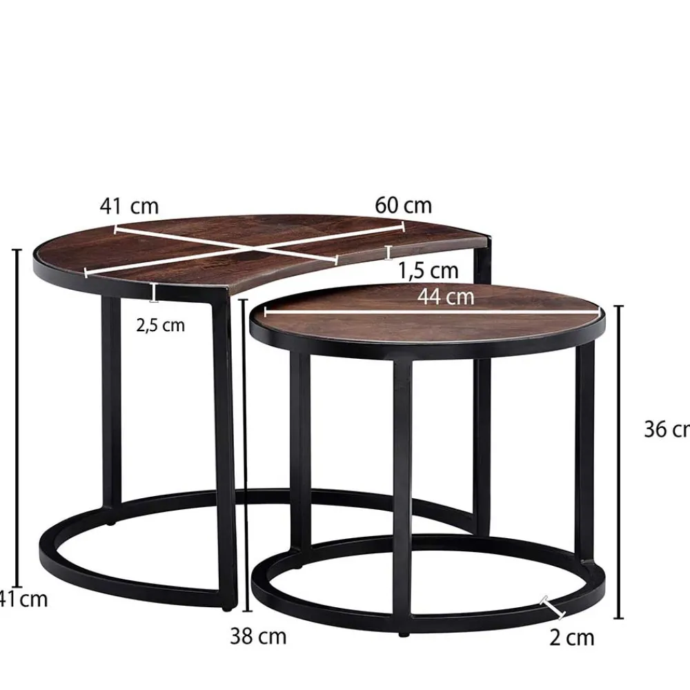 Wohnen Telefontische*Wohnzimmertisch Zweisatz in Dunkelbraun - Lucan (zweiteilig)