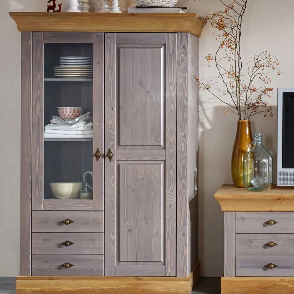 Wohnen Esszimmer-Vitrinen*Wohnzimmervitrine Cempino in Grau