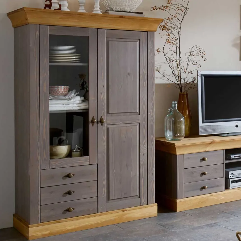 Wohnen Esszimmer-Vitrinen*Wohnzimmervitrine Cempino in Grau