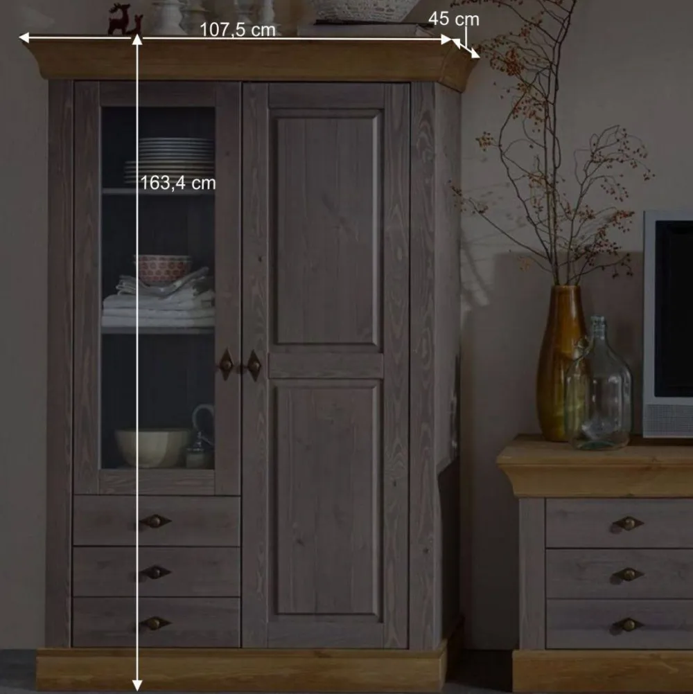 Wohnen Esszimmer-Vitrinen*Wohnzimmervitrine Cempino in Grau