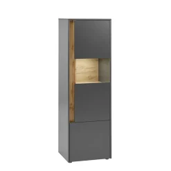 Wohnen Wohnzimmervitrine in Anthrazit & Wildeiche Optik - Ahilav