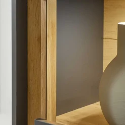Wohnen Wohnzimmervitrine in Anthrazit & Wildeiche Optik - Ahilav