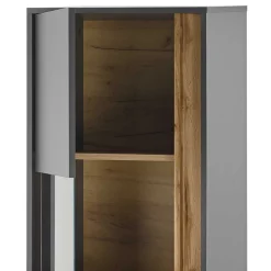 Wohnen Wohnzimmervitrine in Anthrazit & Wildeiche Optik - Ahilav