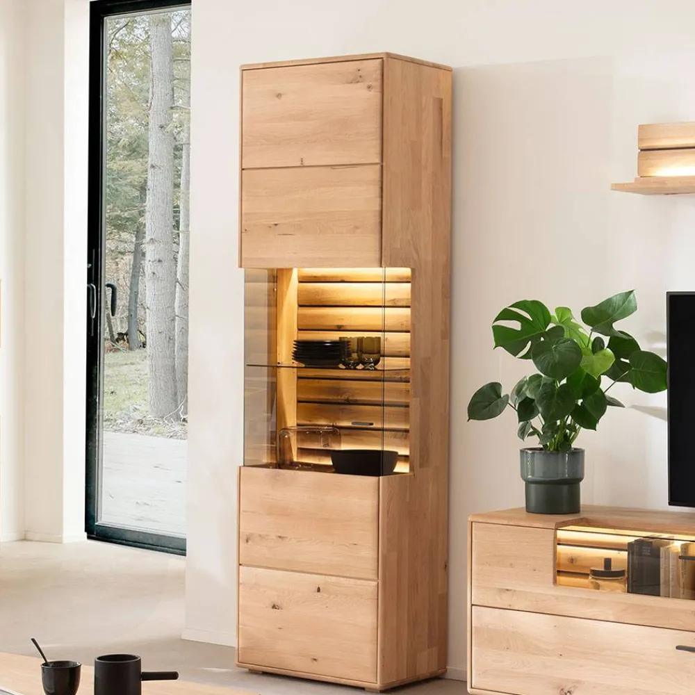 Wohnen Wohnzimmervitrine in Asteiche Hell - Azzurian