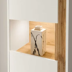 Wohnen Wohnzimmervitrine in Weiß mit Wildeiche - Nonessia