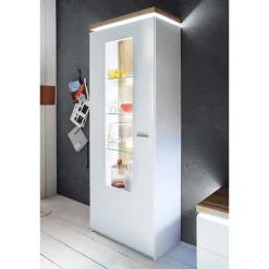 Wohnen Weiße Möbel|Vitrinen*Wohnzimmervitrine in Weiß & Dekor Wildeiche - Caldri
