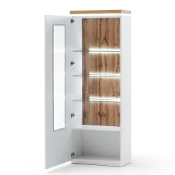 Wohnen Weiße Möbel|Vitrinen*Wohnzimmervitrine in Weiß & Dekor Wildeiche - Caldri