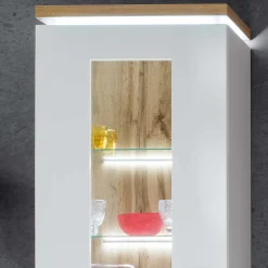 Wohnen Weiße Möbel|Vitrinen*Wohnzimmervitrine in Weiß & Dekor Wildeiche - Caldri
