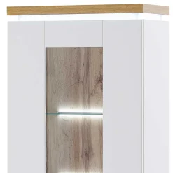 Wohnen Weiße Möbel|Vitrinen*Wohnzimmervitrine in Weiß & Dekor Wildeiche - Caldri