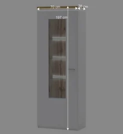 Wohnen Weiße Möbel|Vitrinen*Wohnzimmervitrine in Weiß & Dekor Wildeiche - Caldri