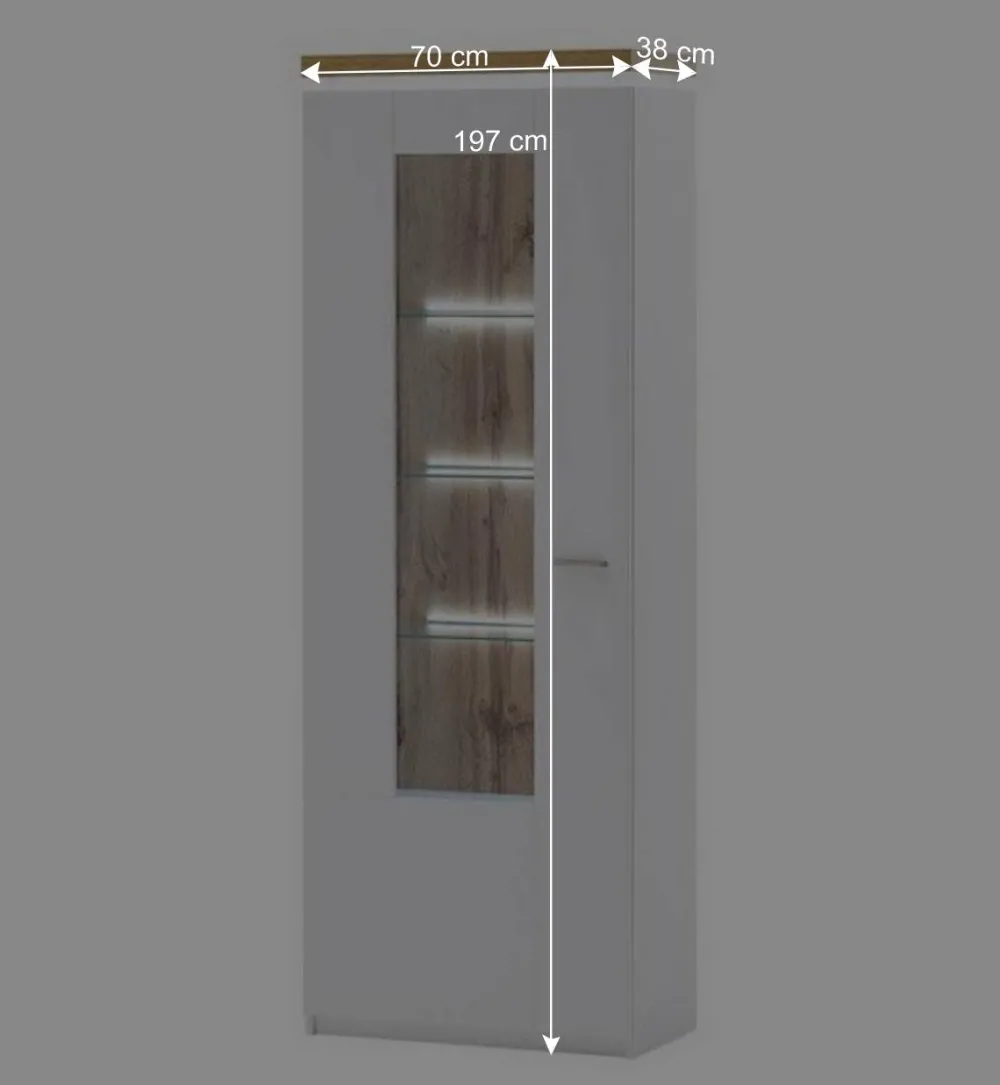 Wohnen Weiße Möbel|Vitrinen*Wohnzimmervitrine in Weiß & Dekor Wildeiche - Caldri