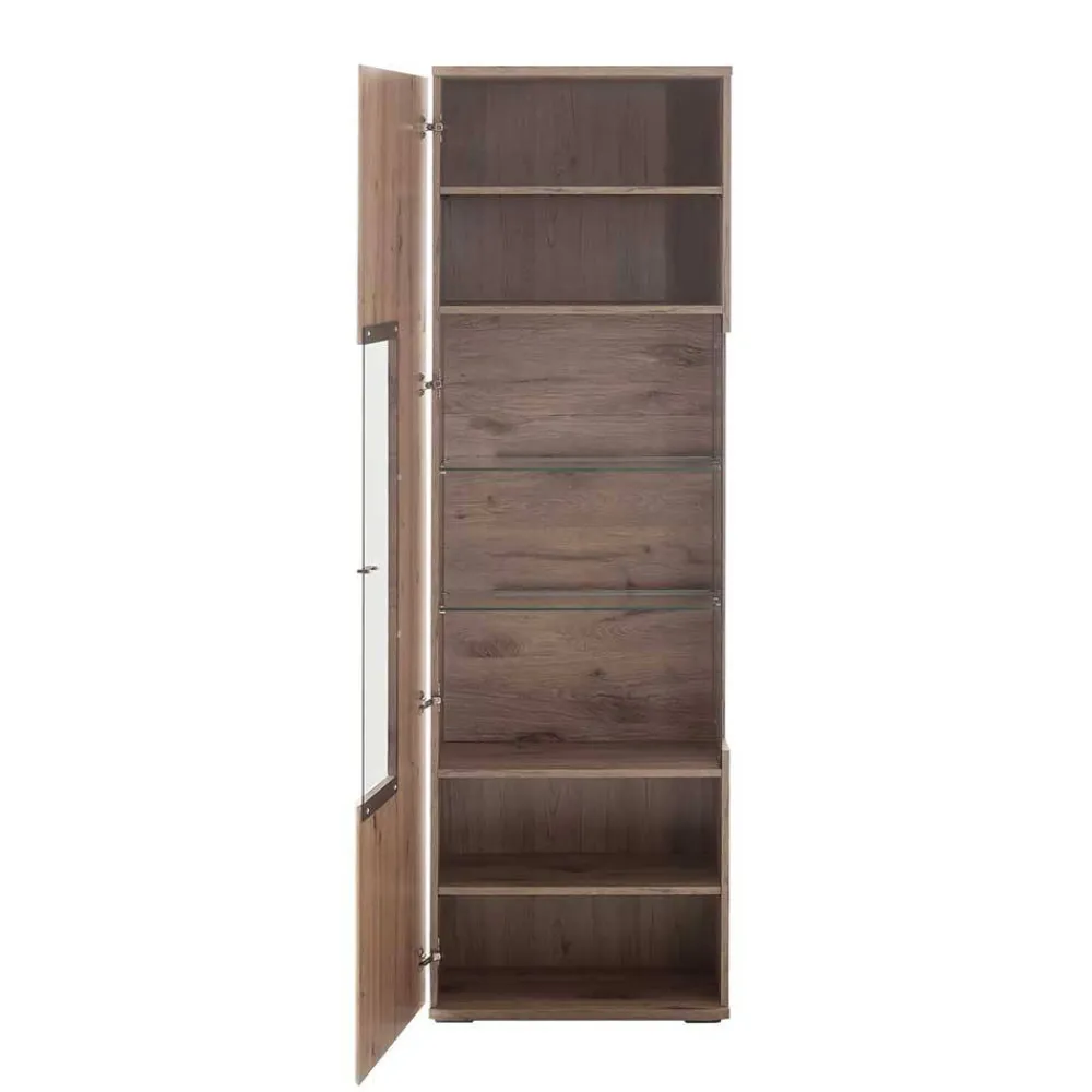 Wohnen Wohnzimmervitrine in Wildeiche Holzoptik - Comrinaca