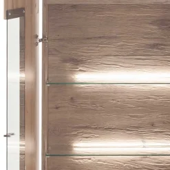 Wohnen Wohnzimmervitrine in Wildeiche Holzoptik - Comrinaca