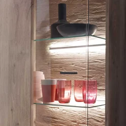 Wohnen Wohnzimmervitrine in Wildeiche Holzoptik - Comrinaca