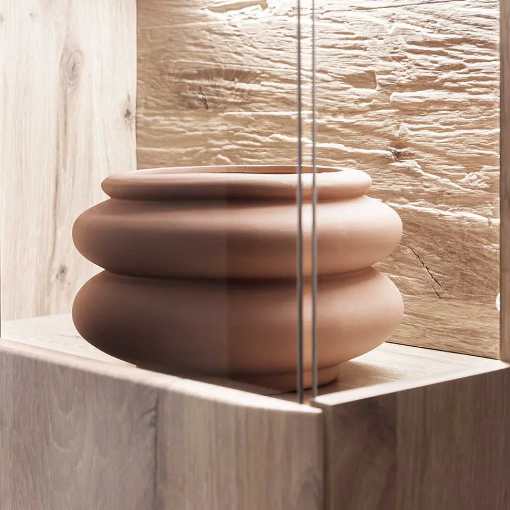 Wohnen Wohnzimmervitrine in Wildeiche Holzoptik - Comrinaca