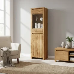 Wohnen Esszimmer-Vitrinen*Wohnzimmervitrine Nadalia aus Wildeiche Massivholz