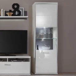 Wohnen Weiße Möbel|Esszimmer-Vitrinen*Wohnzimmervitrine Tacroma in Weiß Hochglanz