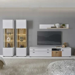 Wohnen Wohnwände|Wohnwand*Wohnzimmervitrinen & TV Board & Regal Set - Nenaloro (vierteilig)