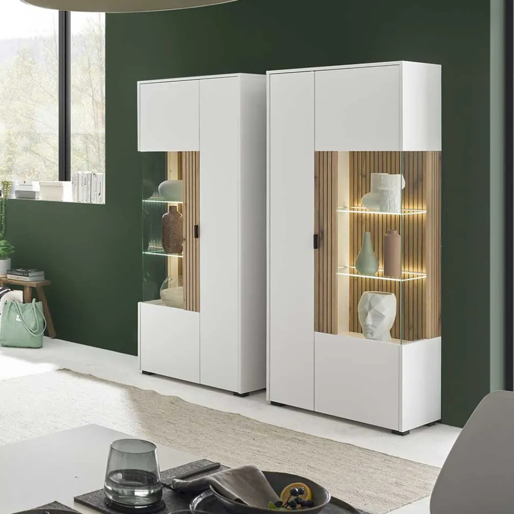 Wohnen Wohnzimmer-Vitrinenschrank zweifarbig - Nenaloro